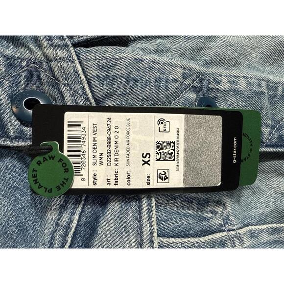 NWT G-Star RAW Women’s Slim Denim Vest Sun Faded Air Force Blue Size XS - Picture 7 of 7